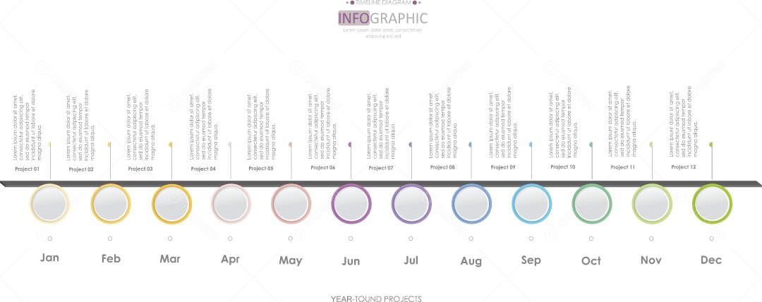 Infográficos Coloridos Ilustração Vetor EPS