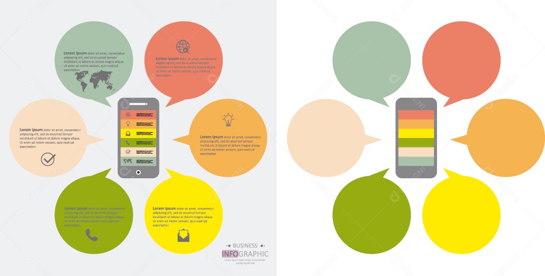 Infográficos Coloridos Ilustração Vetor EPS