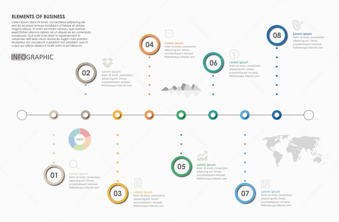 Ilustração de Informações de Infográficos Coloridos Vetor EPS