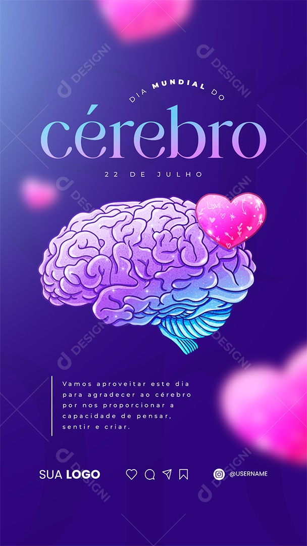 Story Dia Mundial Do Cérebro Vamos Aproveitar Este Dia Social Media PSD Editável