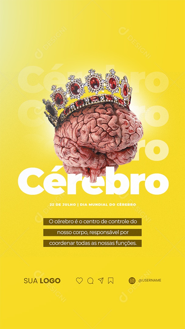 Story Social Media Dia Mundial Do Cérebro 22 De Julho PSD Editável