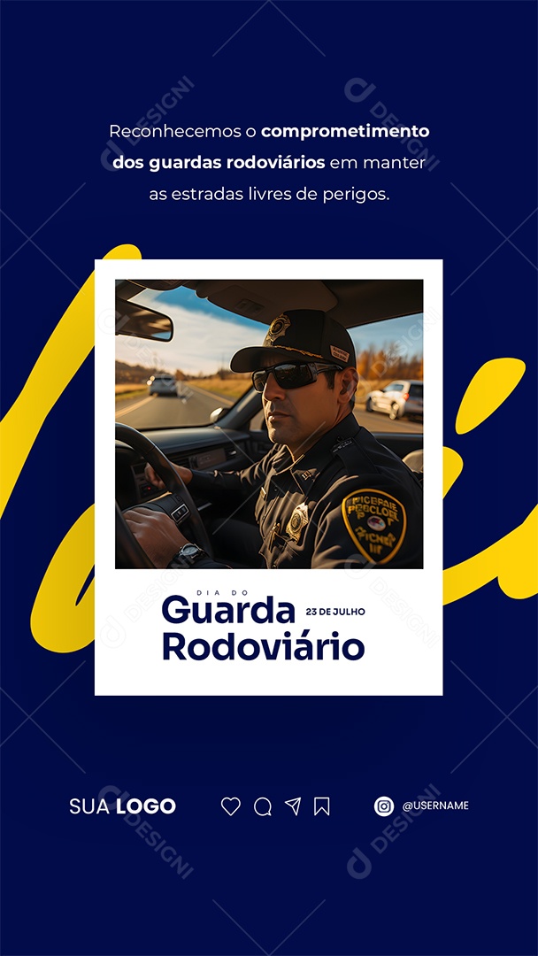 Story Dia do Guarda Rodoviário Reconhecemos o Comprometimento Social Media PSD Editável