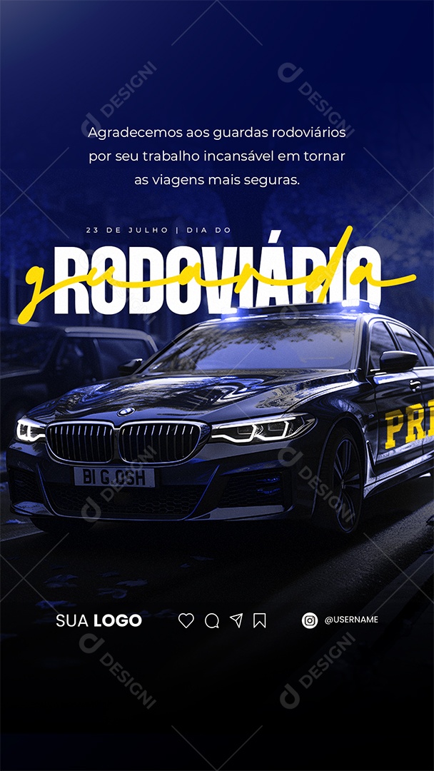 Story Dia do Guarda Rodoviário Agradecemos por Seu Trabalho Social Media PSD Editável