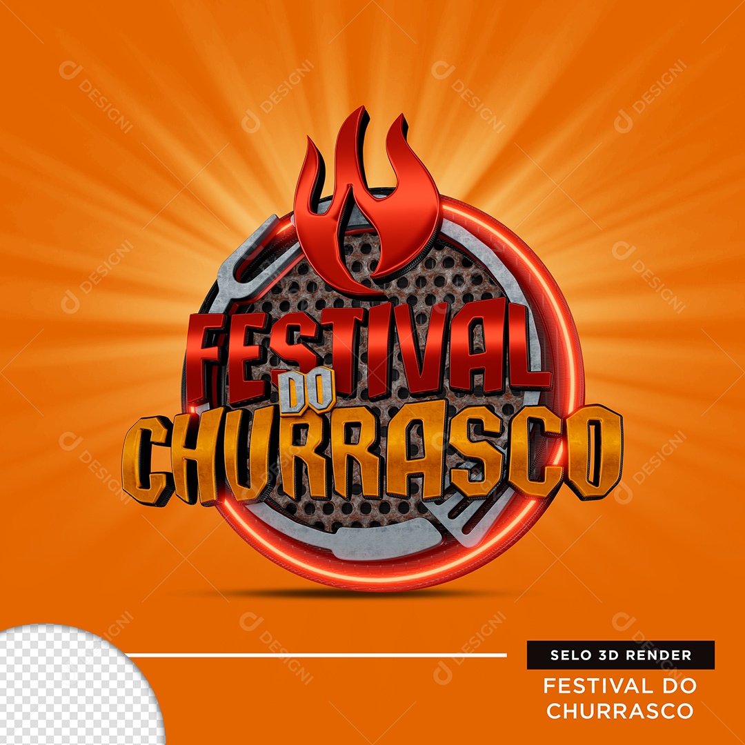 Selo 3D Festival Do Churrasco Para Composição PSD