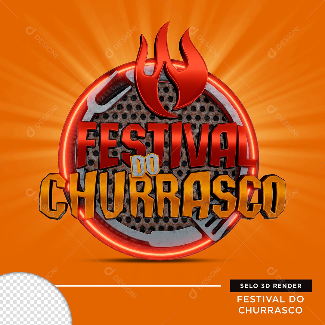 Festival Do Churrasco Selo 3D Para Composição PSD