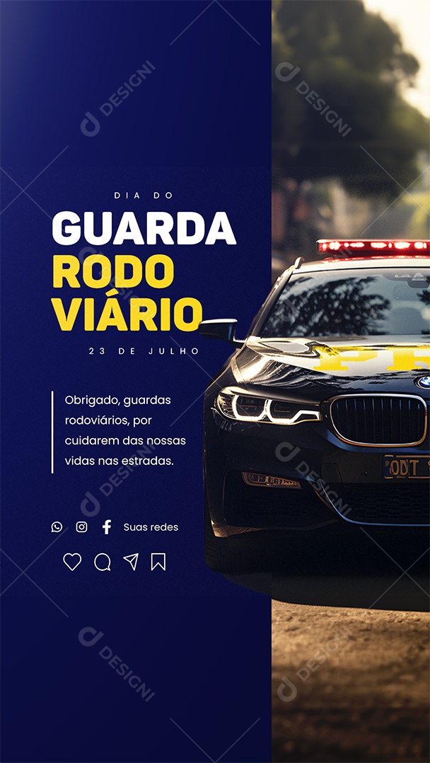 Story Dia do Guarda Rodoviário Obrigado Social Media PSD Editável