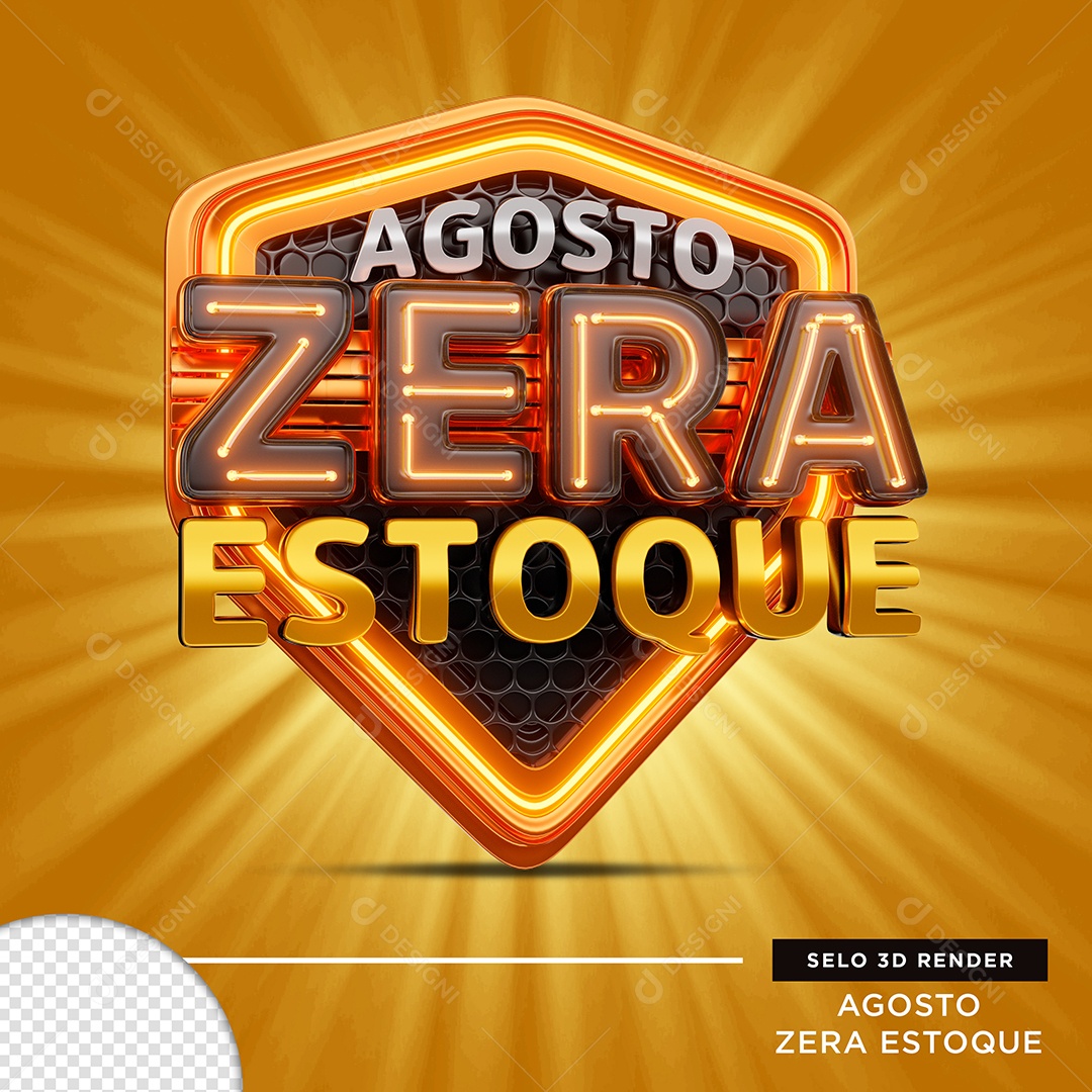 Selo 3D Agosto Zera Estoque Supermercado Para Composição PSD