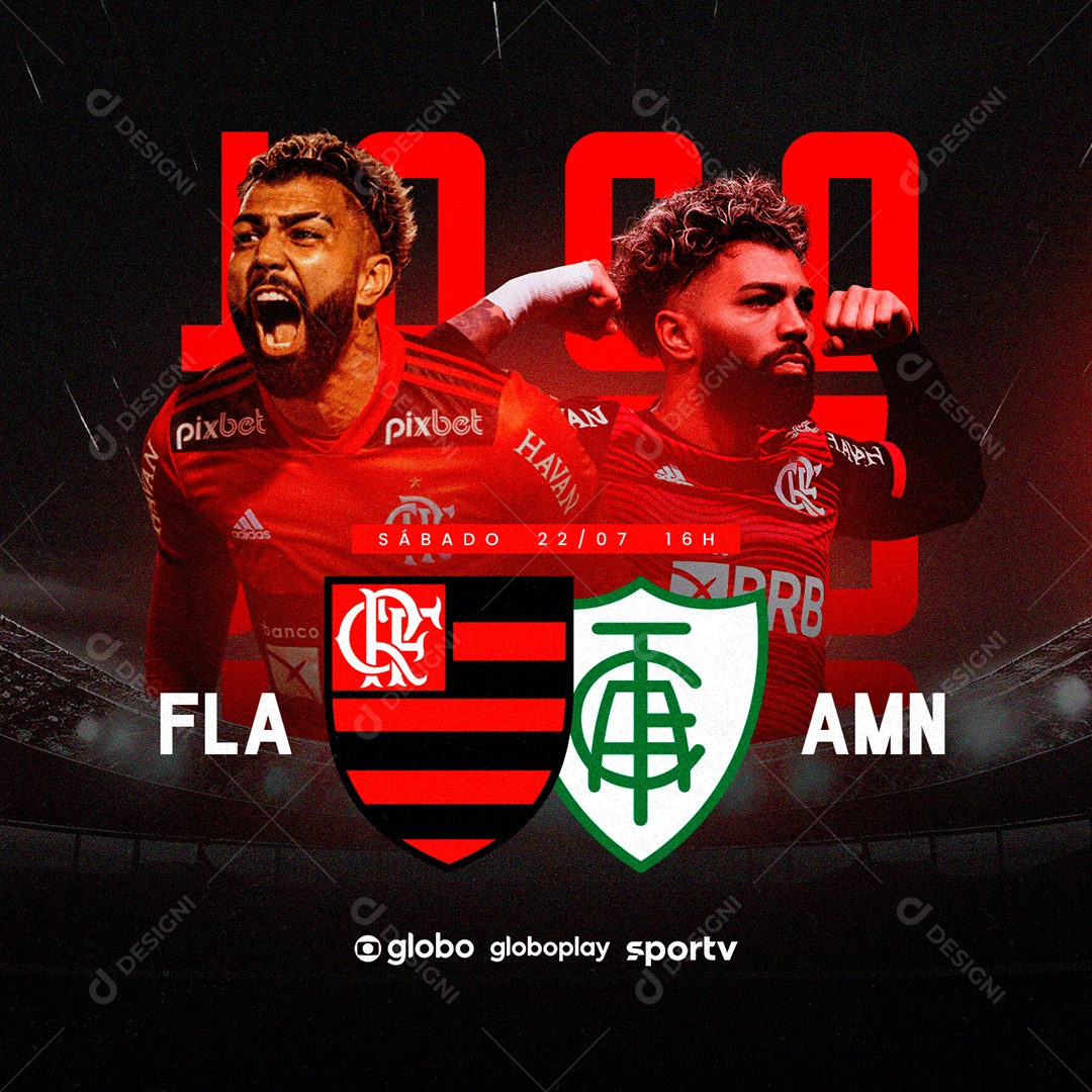 Futebol Flamengo x América MG Sábado Social Media PSD Editável