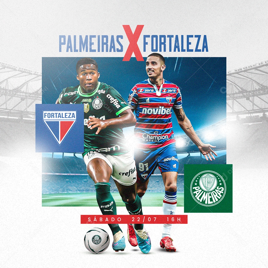 Social Media Futebol Palmeiras x Fortaleza Sábado Social Media PSD Editável