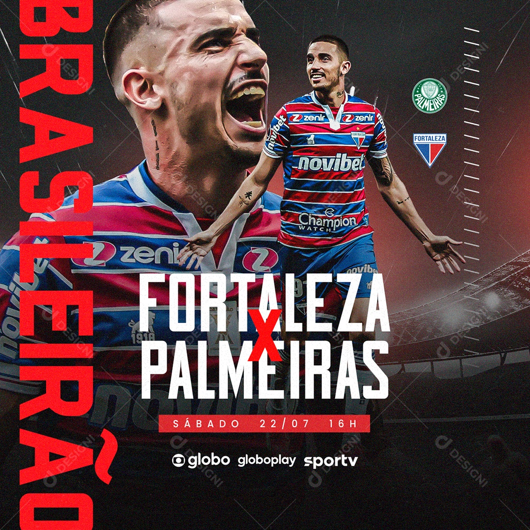 Palmeiras x Fortaleza Brasileirão Flyer Social Media PSD Editável