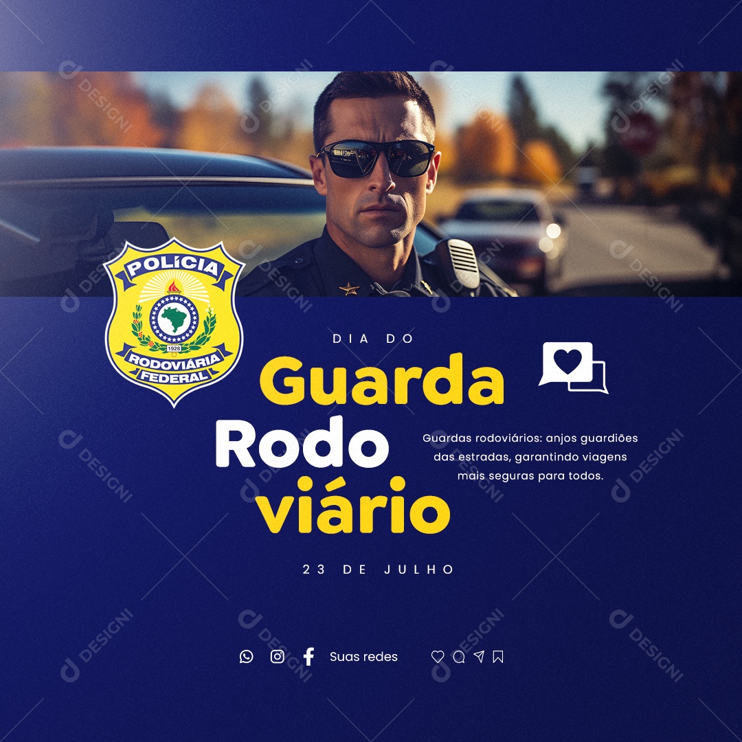 Dia do Guarda Rodoviário Anjos Guardiões das Estradas Social Media PSD Editável