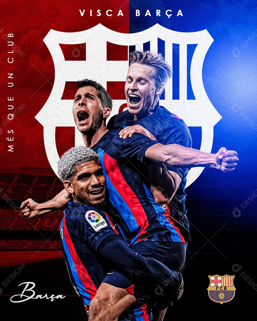 Futebol Visca Barça Barcelona Social Media PSD Editável