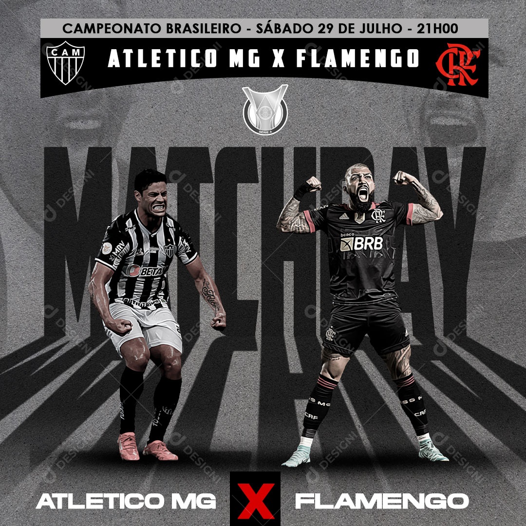 Futebol Brasileirão Atlético Mineiro X Flamengo Social Media PSD Editável