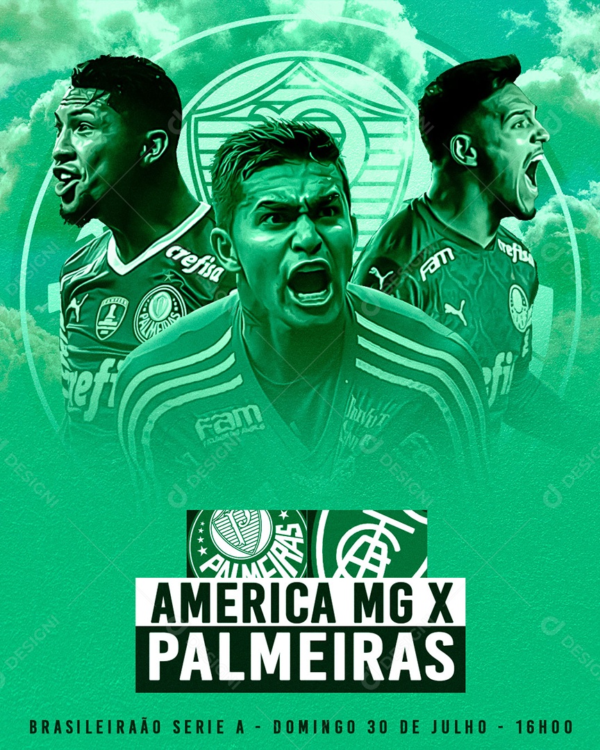 Social Media Futebol América Mineiro X Palmeiras PSD Editável