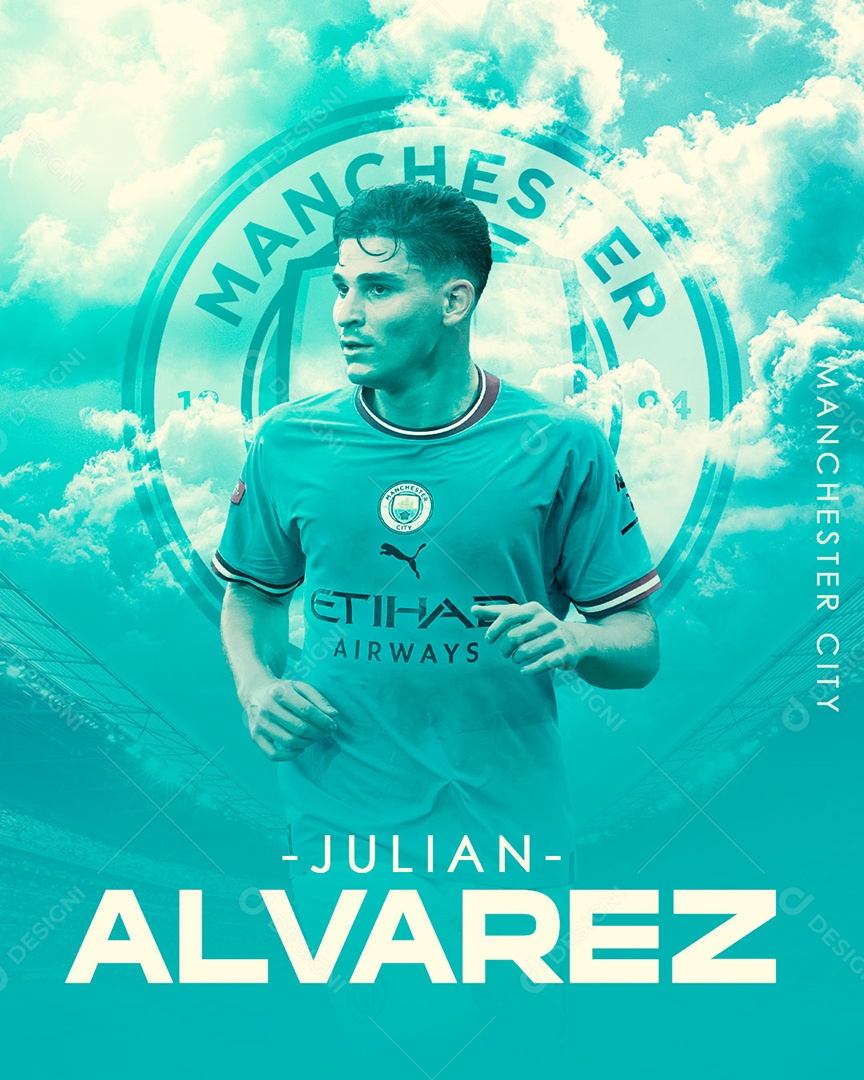 Futebol Manchester City Jogador Julian Alvarez Social Media PSD Editável