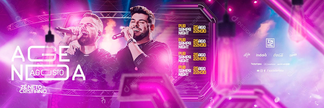 Carrossel Evento Agenda Zé Neto & Cristiano Flyer Social Media PSD Editável