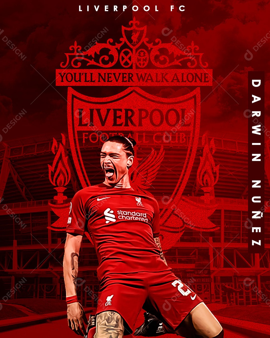 Feed Futebol Liverpool Darwin Nunes Social Media PSD Editável