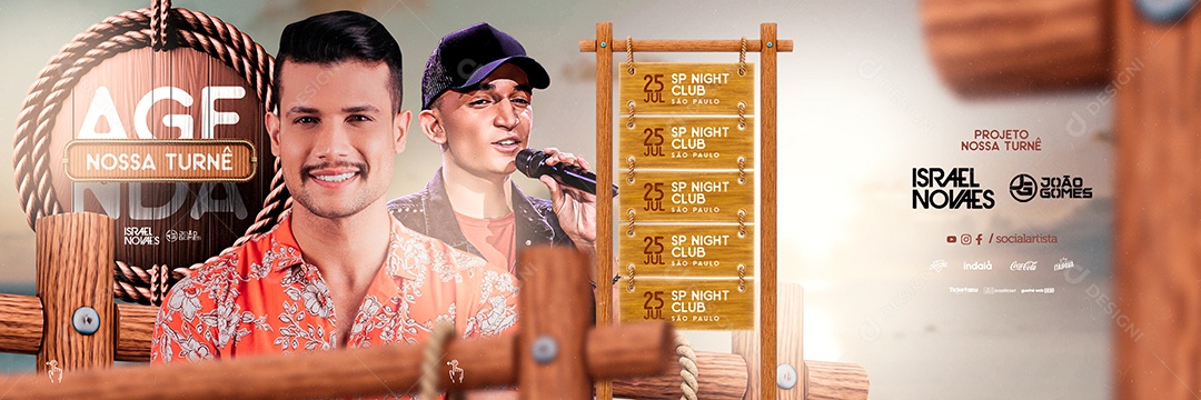 Carrossel Evento Turnê Gomes E Novaes Flyer Social Media PSD Editável