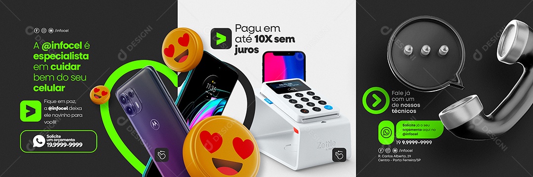 Manutenção de Celulares Carrossel Social Media PSD Editável