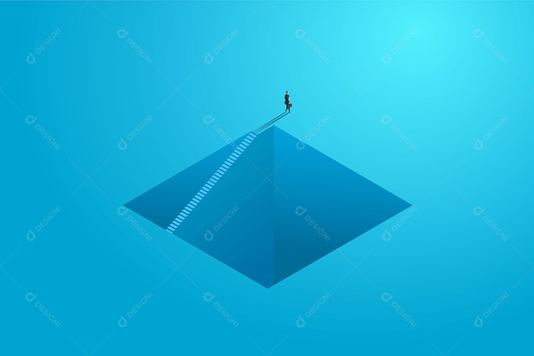 Pessoa de negócios subindo o degrau da escada do caminho na parede para o objetivo Vetor EPS