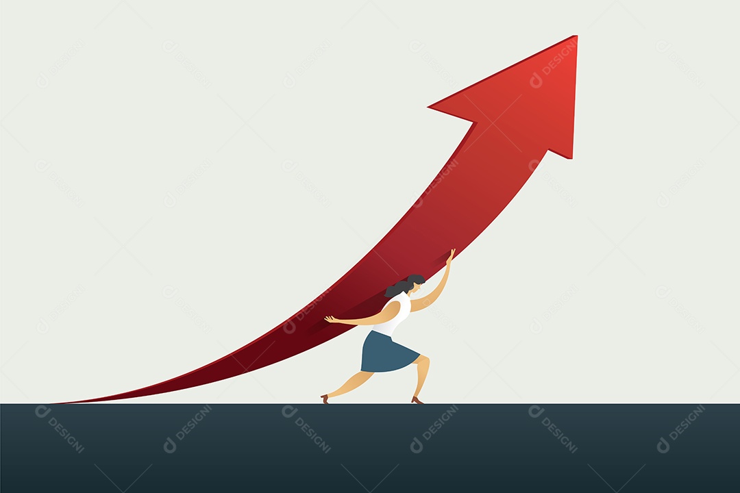 Empresária levantando flechas nas costas Vetor EPS