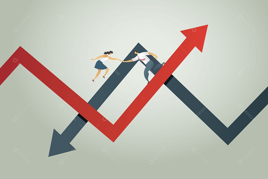 Empresário de Trabalho Em Equipe de Conceito Segurando a Empresária de Mãos para Ajudar nas Perdas de Negócios Vetor EPS