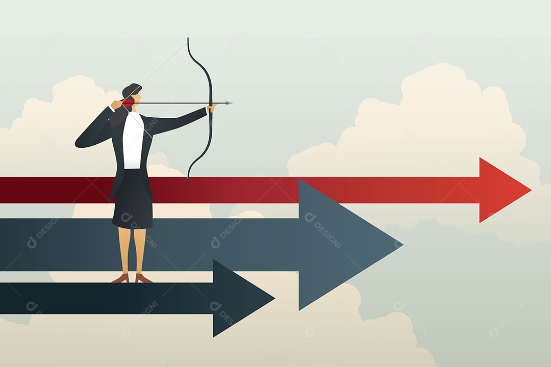 Empresária Visando Metas, Objetivo e Estratégia Bem-sucedidos Vetor EPS