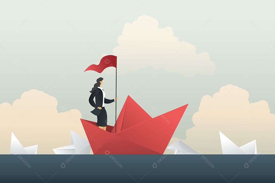 Sucesso da Empresária Líder Passando a Competição Em Crise Vetor EPS