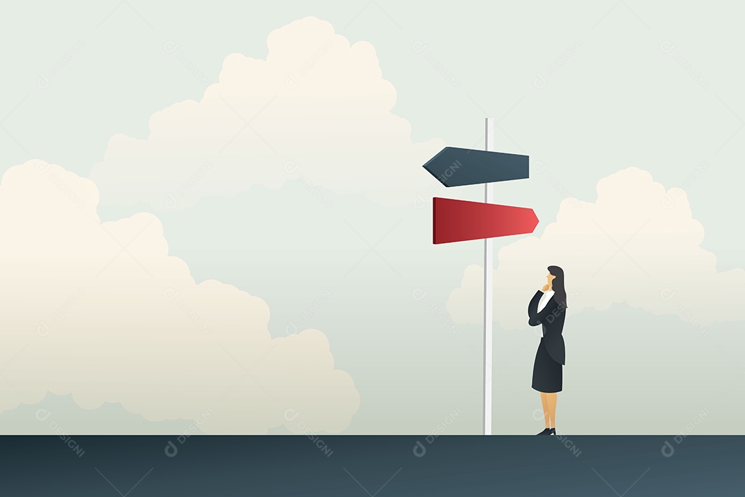 Decisão da Empresária Sobre Tentar Abrir Um Caminho Vetor EPS