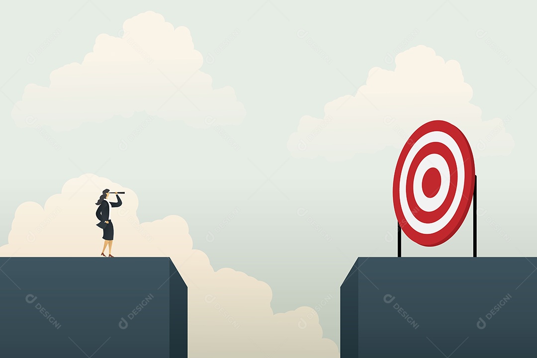 Mulher de Negócios Que Procura o Objetivo das Oportunidades Vetor EPS