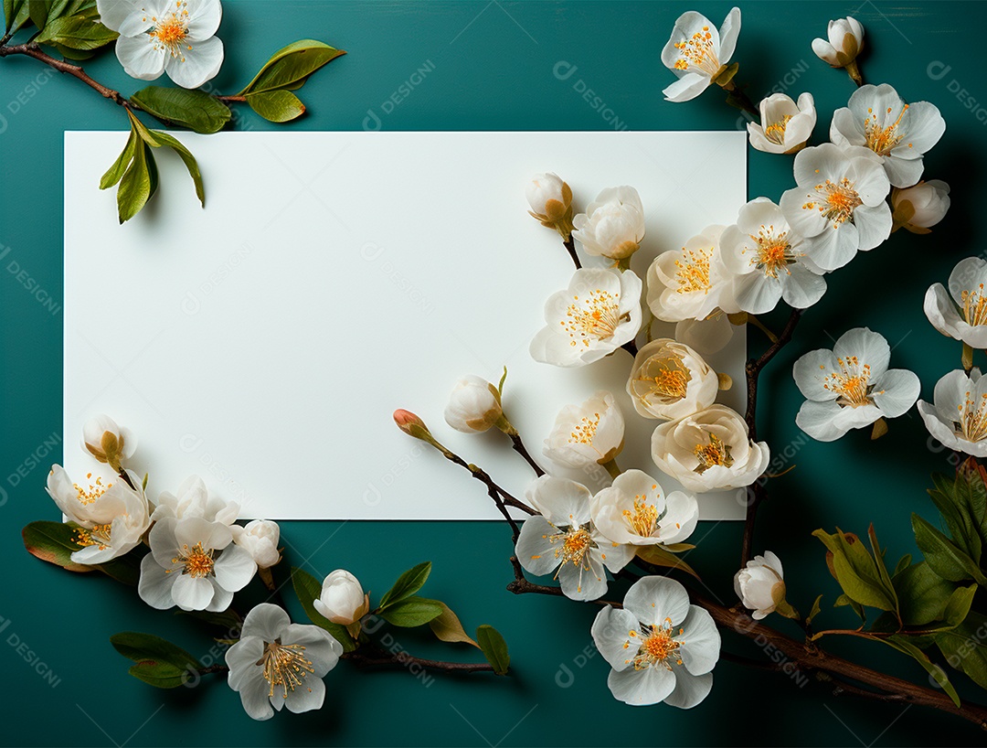 Linda moldura floral e folha em branco