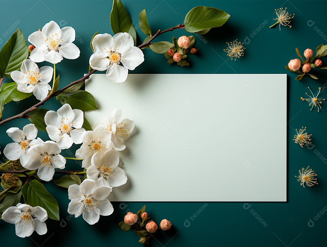 Linda moldura floral e folha em branco