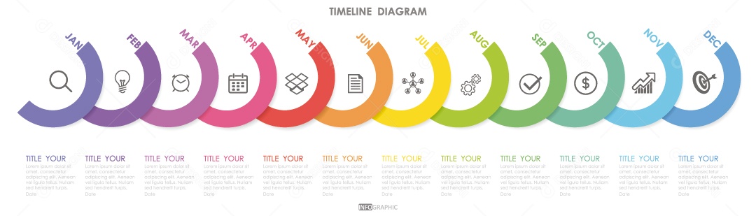 Infográficos Coloridos Ilustração Vetor EPS