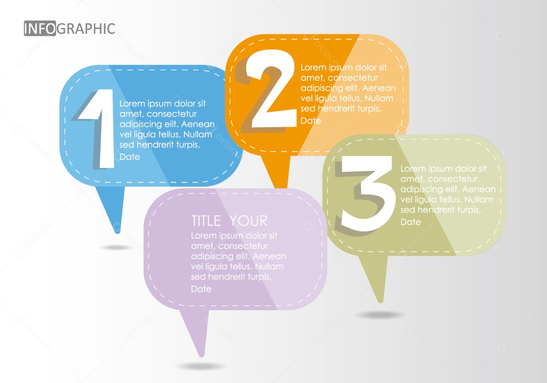 Infográficos Coloridos 1 2 3 Ilustração Vetor EPS