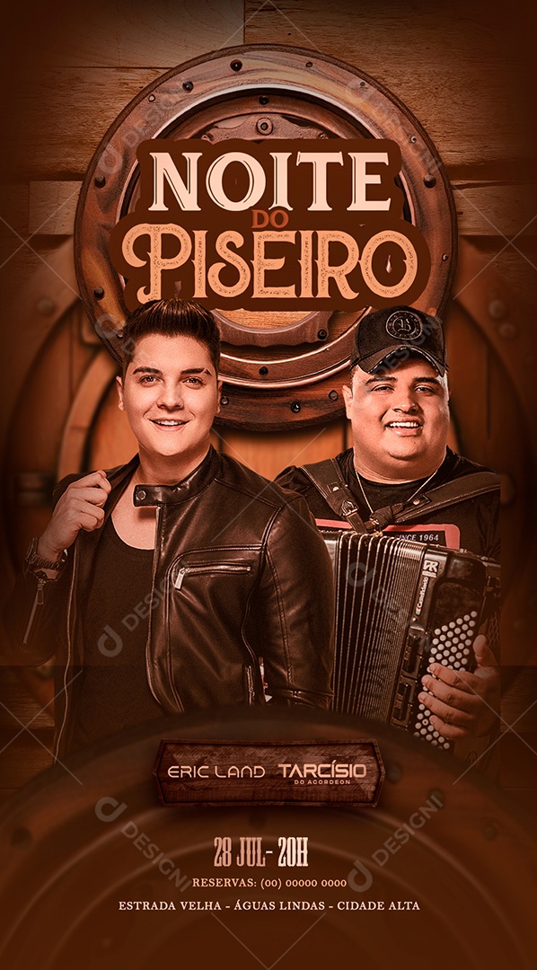 Flyer Story Noite Do Piseiro Eric Land Tarcísio Do Acordeon Social Media PSD Editável