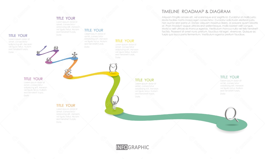 Infográficos Coloridos Ilustração Vetor EPS