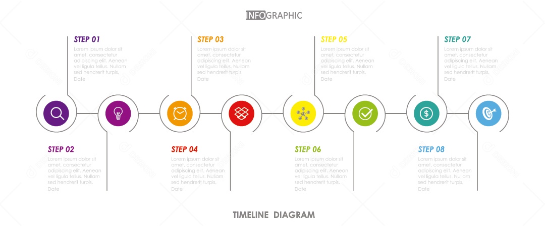 Infográficos Coloridos Ilustração Vetor EPS