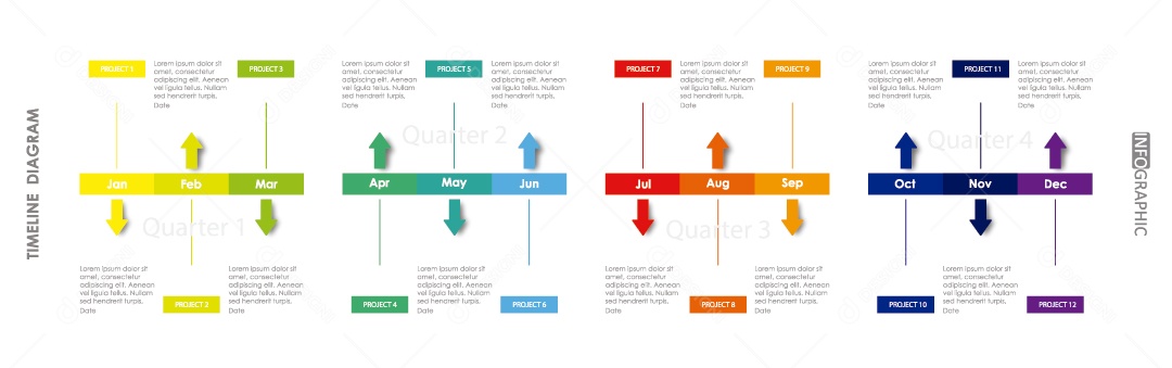 Infográficos Coloridos Ilustração Vetor EPS
