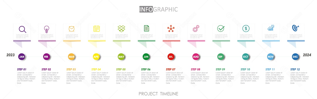 Infográficos Coloridos Ilustração Vetor EPS