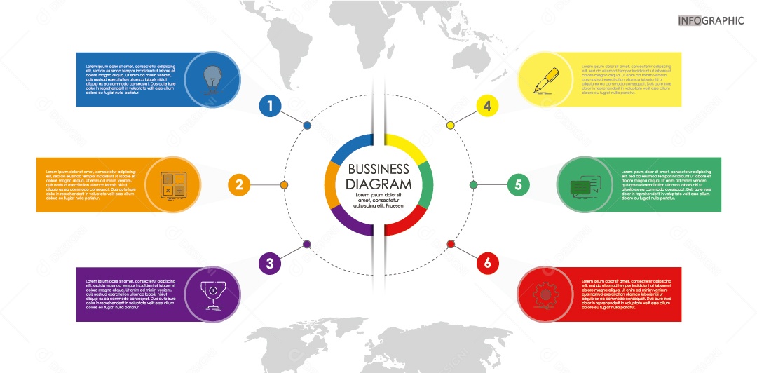 Infográficos Coloridos Ilustração Vetor EPS