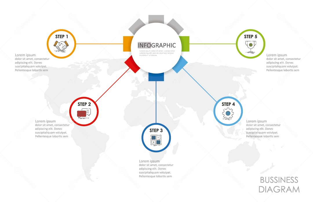 Infográficos Coloridos Ilustração Vetor EPS