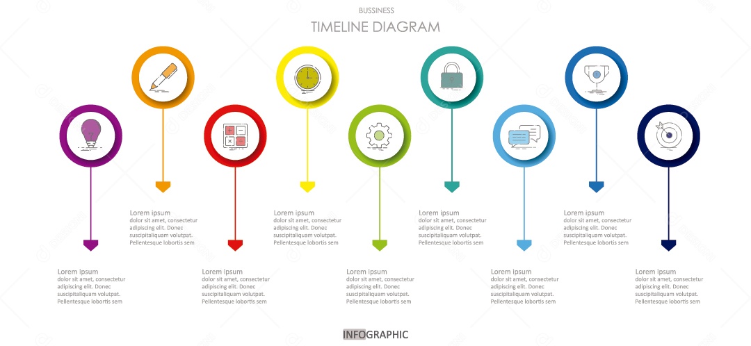 Infográficos Coloridos Ilustração Vetor EPS