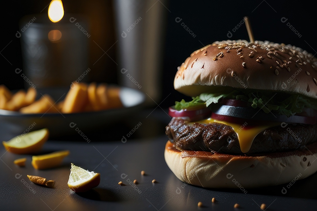 Imagem realista de hambúrguer.