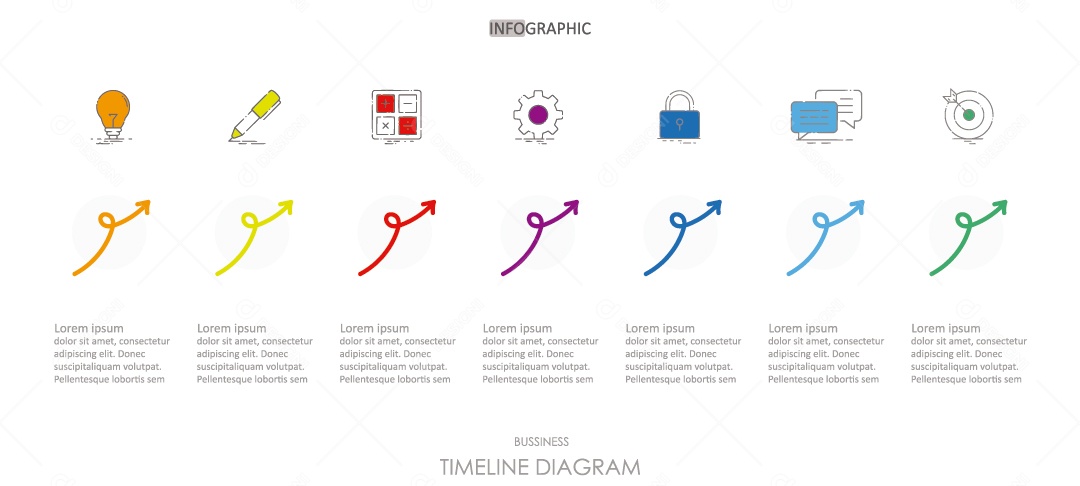 Infográficos Coloridos Ilustração Vetor EPS