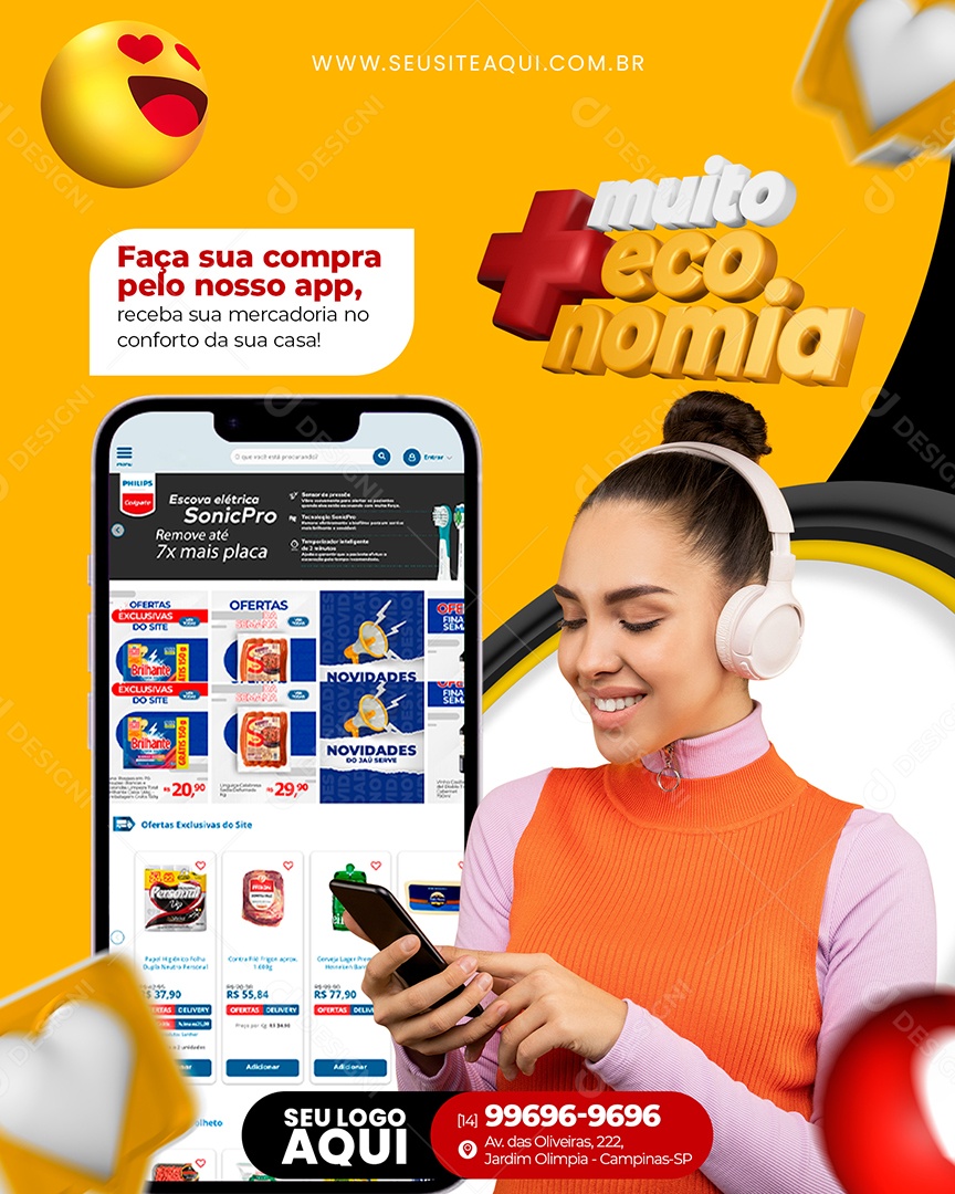 Compras Pelo Nosso App Social Media PSD Editável