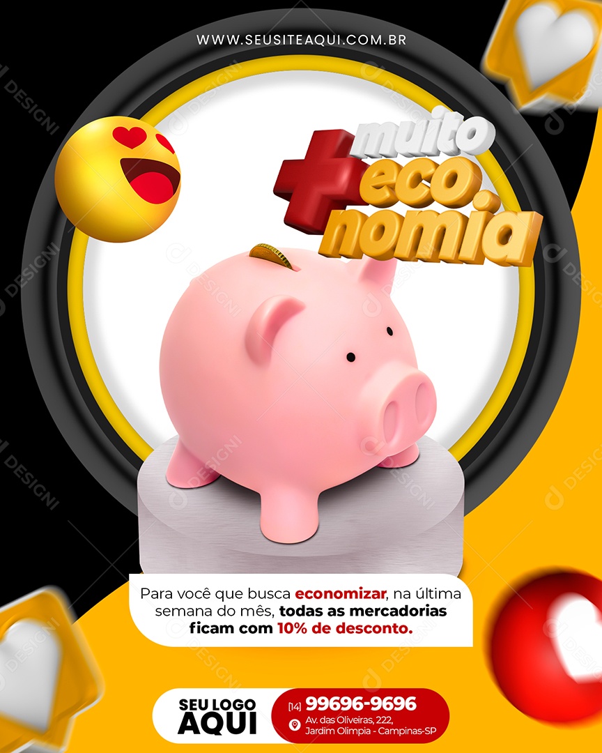 Social Media Mercadorias Com 10% De Desconto PSD Editável