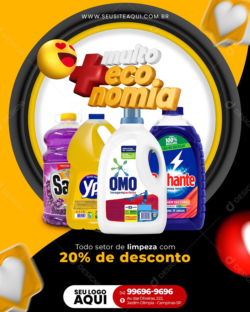 Setor De Limpeza 20% Porcento De Desconto Supermercado Social Media PSD Editável