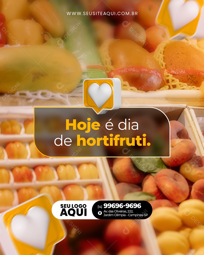 Social Media Hoje é Dia De Hortifruti Supermercado PSD Editável