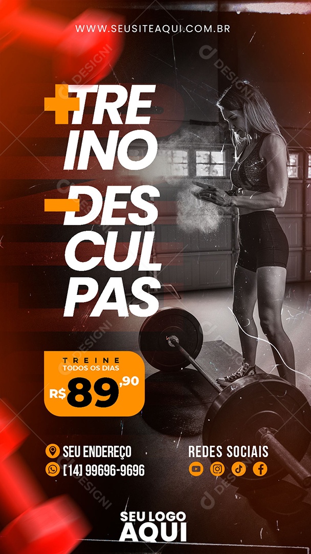 Story Academia Mais Treino Menos Desculpas Social Media PSD Editável