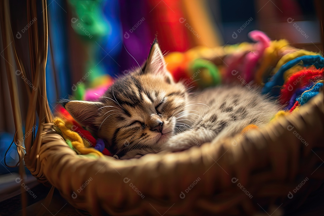 Serenidade felina: gatinho fofo em sonhos